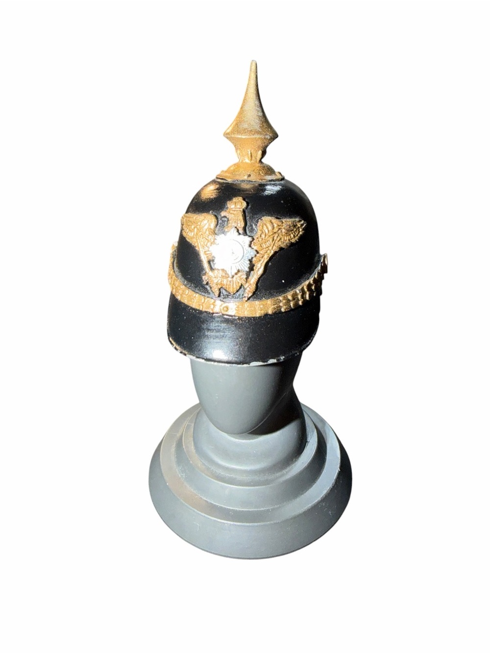1:8 scale Vintage-Style Black and Gold Decorative Helmet